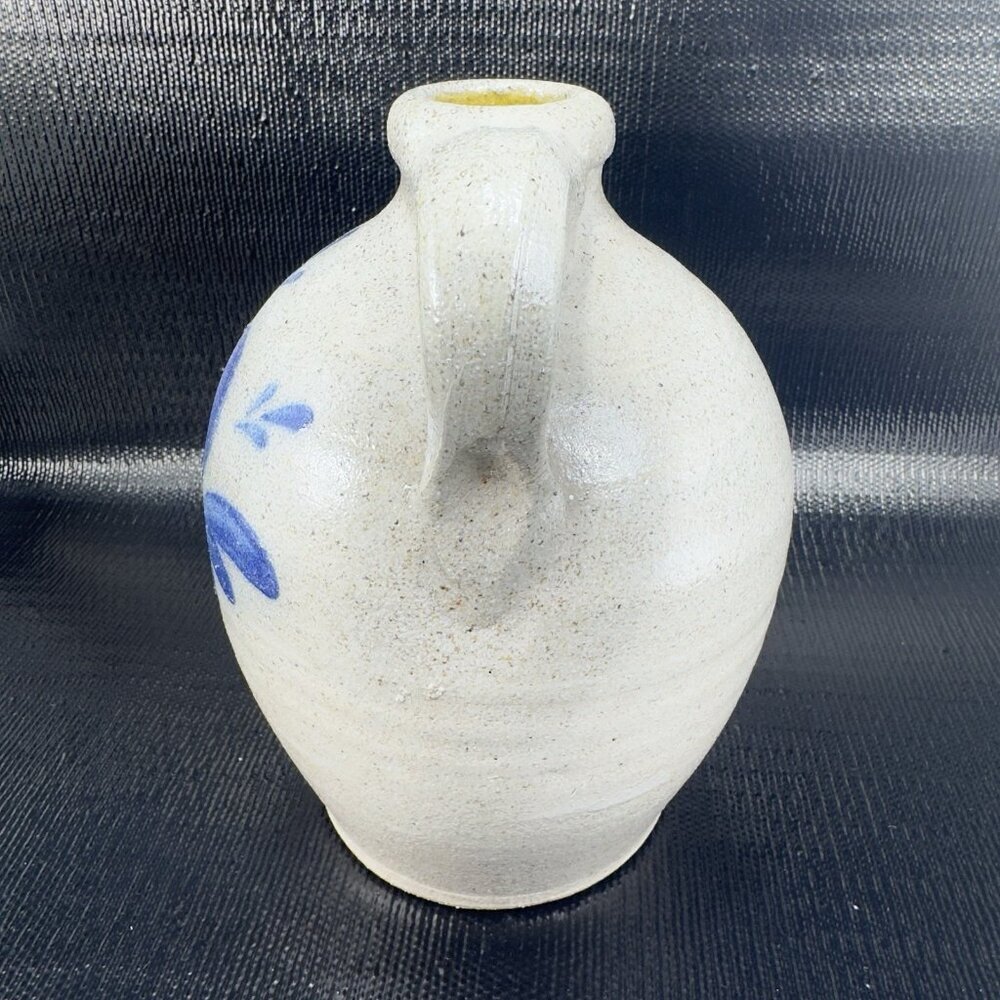 1994 Rowe Pottery Works Salt Glazed Gray Blue Heart Jug Carafe Container Marked - Picture 16 of 16